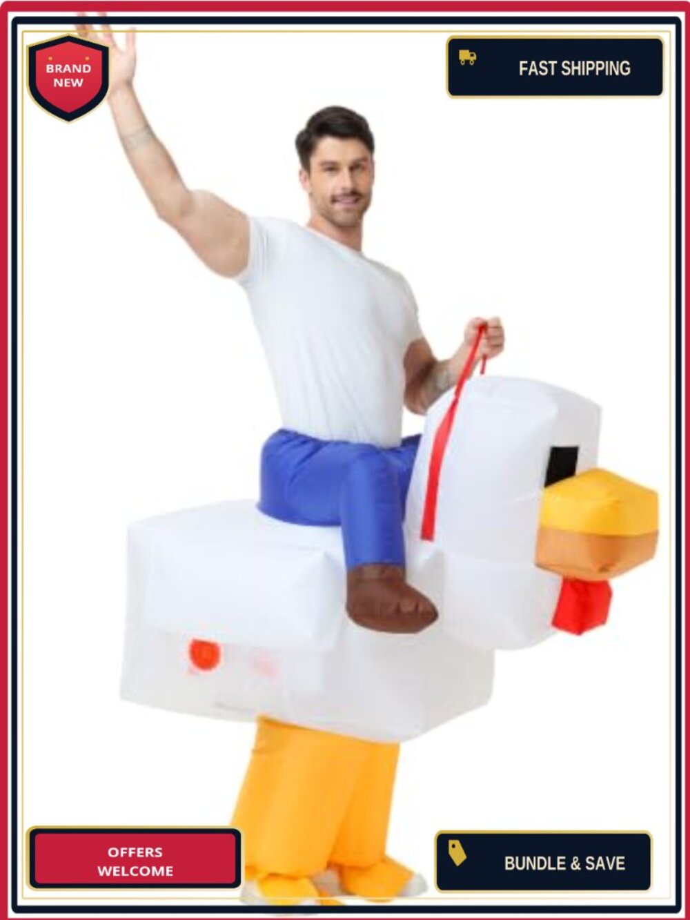 Inflatable Chicken Costume Halloween Blow Up Suit Adult Fancy Dress